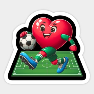 Heart Playing Soccer Cute Valentines Day Sports Lover Sticker